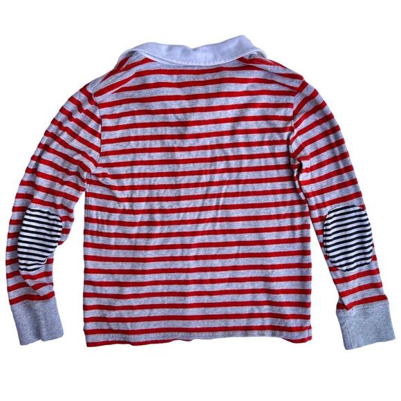 Crewcuts Boys' Long Sleeve Striped Rugby Polo Shirt Orange Gray Size 6-7 - Picture 2 of 3